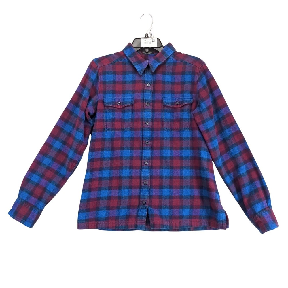 Patagonia Flannel Plaid Button Up Shirt Women's 10 Outdoors Gorpcore Blue Red